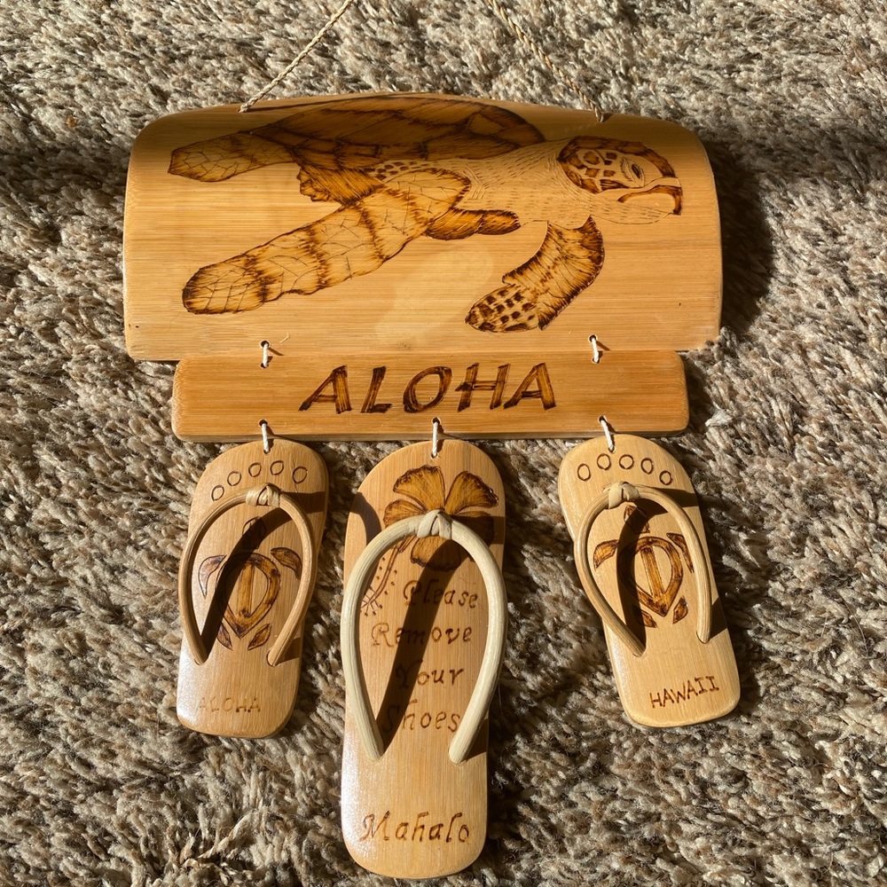 Hawaiian Hand Made Bamboo Wall Sign Hawaii Aloha Island